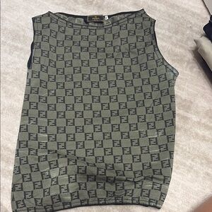 Fendi Green and Black Monogram Tank